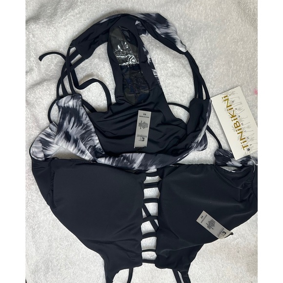 NWT TiniBikini Monochrome Strappy Bikini - Picture 5 of 7